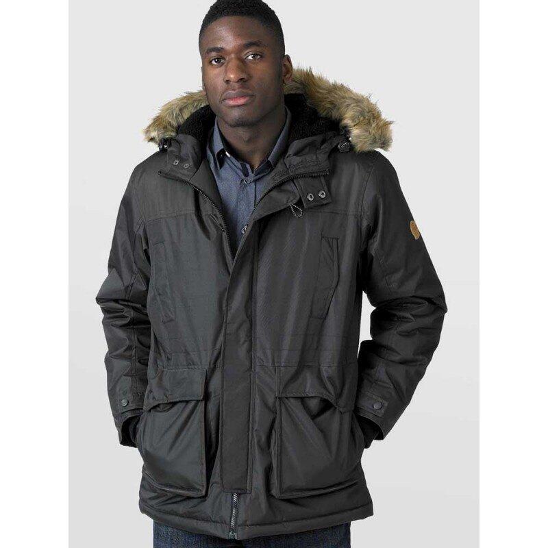 Modell der jakken er khaki-farget (2)