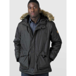 Modell der jakken er khaki-farget (2)