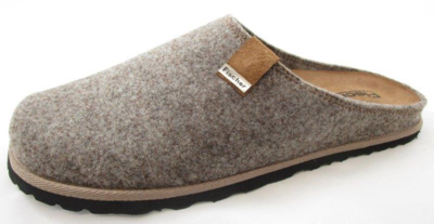 Grå/brune filthjemmesko med lærinnersåle
